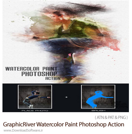 دانلود اکشن فتوشاپ ایجاد افکت نقاشی آبرنگی بر روی تصاویر از گرافیک ریور - GraphicRiver Watercolor Paint Photoshop Action