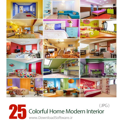 دانلود تصاویر با کیفیت طراحی داخلی مدرن خانه رنگارنگ - Colorful Home Modern Interior
