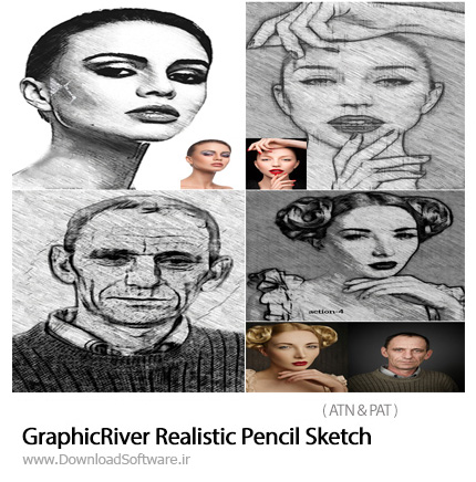 دانلود اکشن فتوشاپ تبدیل تصاویر به نقاشی با مداد از گرافیک ریور - GraphicRiver Realistic Pencil Sketch