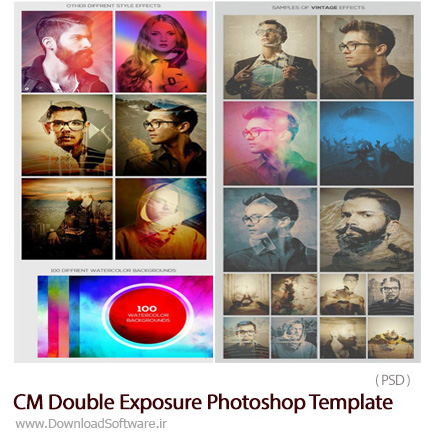 دانلود قالب لایه باز ترکیب دو تصویر با یکدیگر - CM Double Exposure Photoshop Template