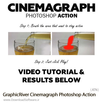دانلود اکشن فتوشاپ ایجاد افکت سینماگراف یا ساخت تصاویر متحرک از گرافیک ریور - GraphicRiver Cinemagraph Photoshop Action