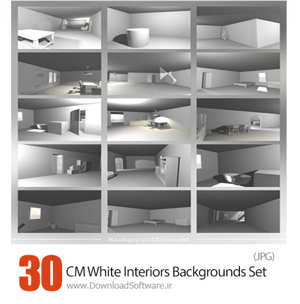 دانلود تصاویر با کیفیت پس زمینه سفید فضای داخلی - CM White Interiors Backgrounds Set