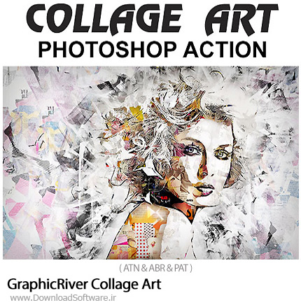 دانلود اکشن فتوشاپ ایجاد افکت هنری کلاژ بر روی تصاویر از گرافیک ریور - GraphicRiver Collage Art