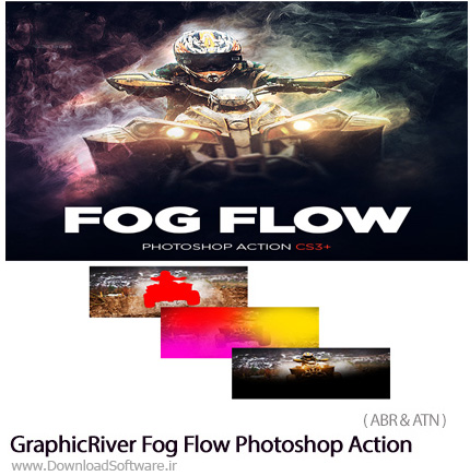 دانلود اکشن فتوشاپ ایجاد افکت مه و بخار بر روی تصاویر از گرافیک ریور - GraphicRiver Fog Flow Photoshop Action