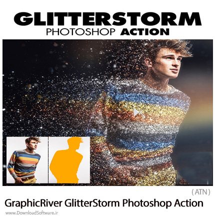 دانلود اکشن فتوشاپ ایجاد افکت طوفان ذرات ریز بر روی تصاویر از گرافیک ریور - GraphicRiver GlitterStorm Photoshop Action