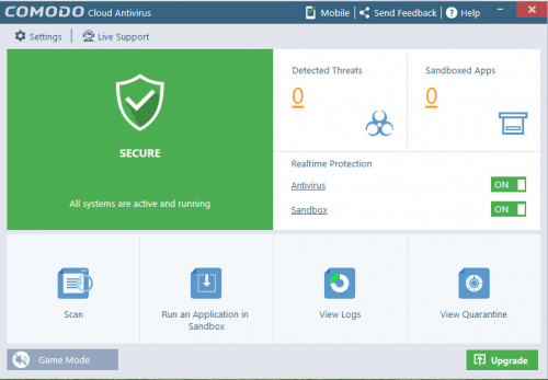 Comodo Cloud Antivirus screenshot