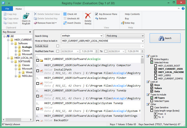 Acelogix Registry Finder screenshot