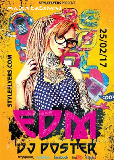 دانلود تصاویر و پوستر با موضوع دی جی EDM Dj Poster V8 PSD Flyer Template