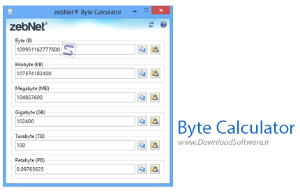 دانلود Byte Calculator نرم افزار محاسبه اندازه های مختلف در ویندوز